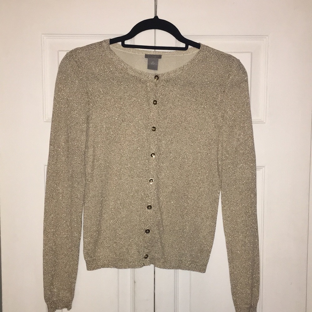 Ann Taylor button down sweater. Size SP gold